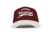 Vintage Havana Trucker Hat for Women & Men – Maroon & Tan Adjustable Cap – Embroidered "Authentic Vintage""